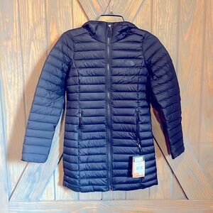 Women’s stretch down parka. Aviator Navy. NWT